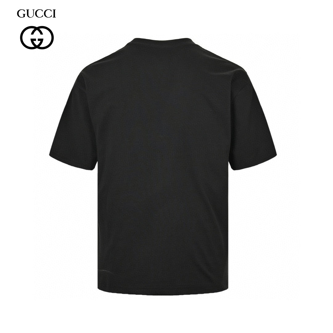 T-shirt noir Gucci à logo G multicolore entrelacé 