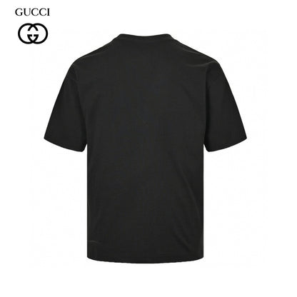 T-shirt noir Gucci à logo G multicolore entrelacé 