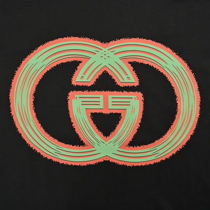 T-shirt noir Gucci à logo G multicolore entrelacé 