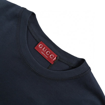 T-shirt Gucci bleu marine avec écusson logo vertical