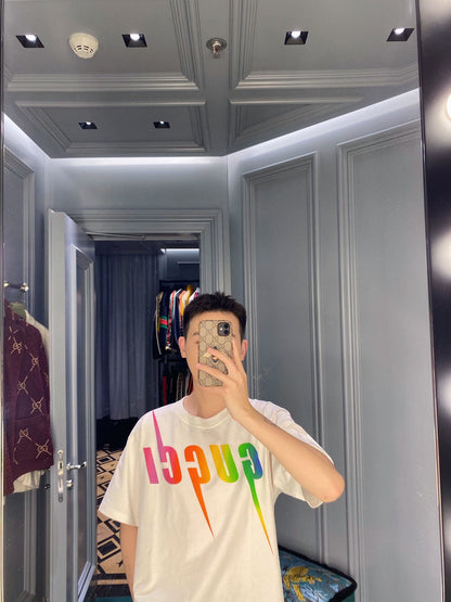 T-shirt Gucci Rainbow Lightning (blanc)