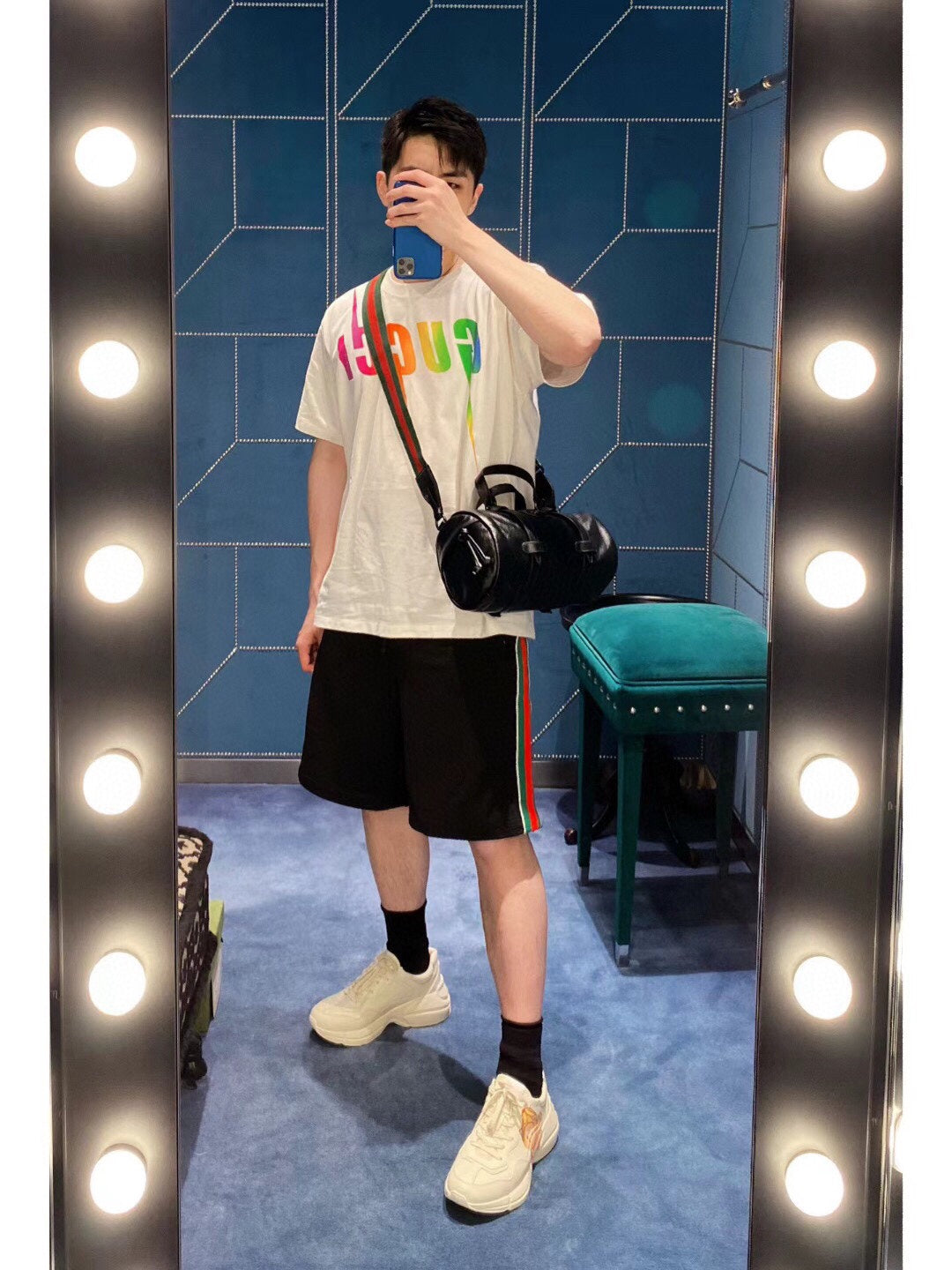 T-shirt Gucci Rainbow Lightning (blanc)