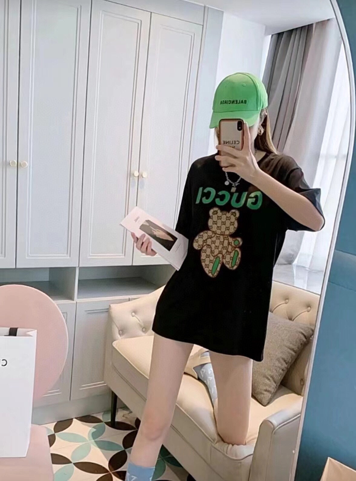 T-shirt Gucci imprimé ours en peluche - Crème