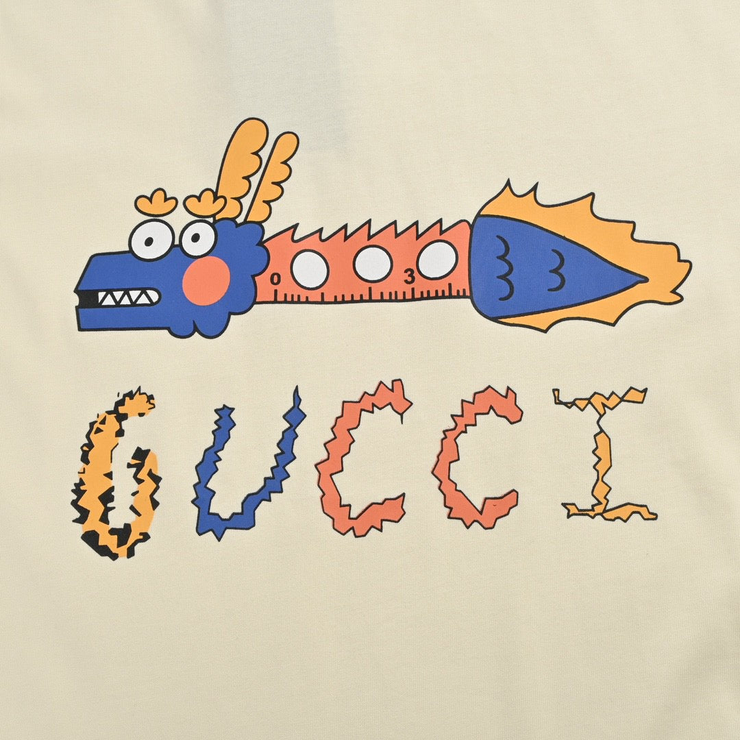 T-shirt blanc Gucci à motif dragon