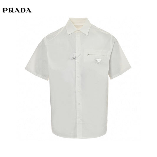Chemise Prada à manches courtes boutonnée (blanche)