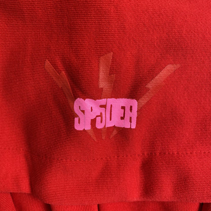 SP5DER WORLDWIDE RED ANGEL NUMÉRO 555 SWEAT À CAPUCHE ROUGE