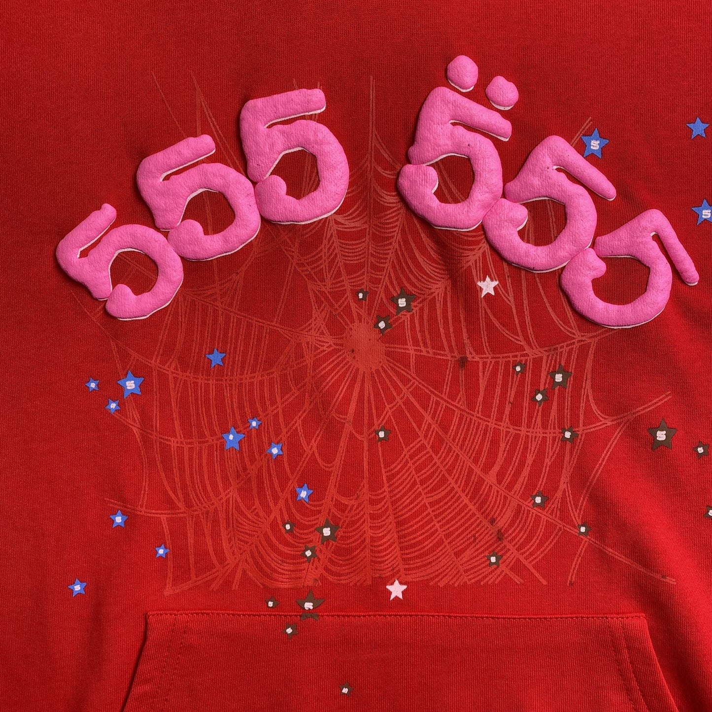 SP5DER WORLDWIDE RED ANGEL NUMÉRO 555 SWEAT À CAPUCHE ROUGE