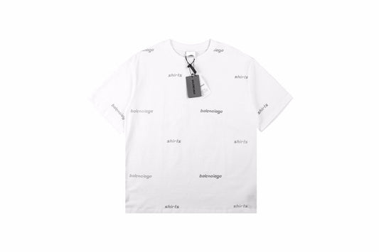 T-shirt Balenciaga à logo imprimé intégral - Blanc