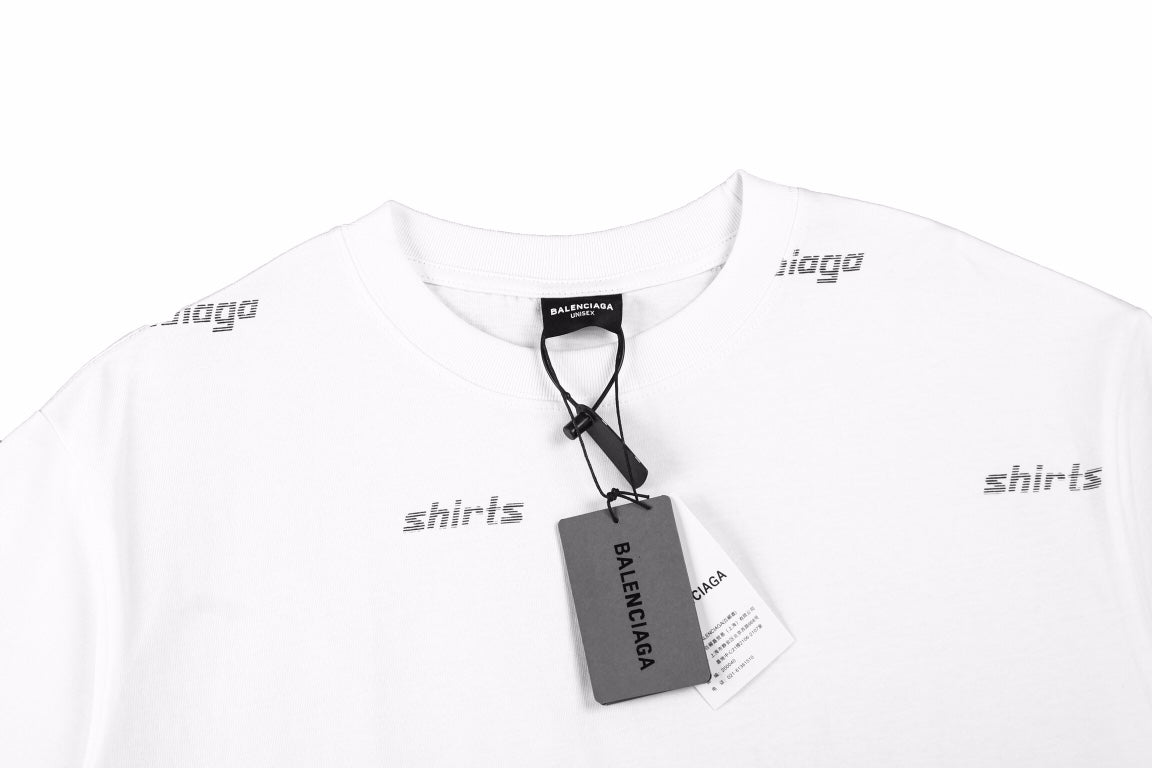 T-shirt Balenciaga à logo imprimé intégral - Blanc