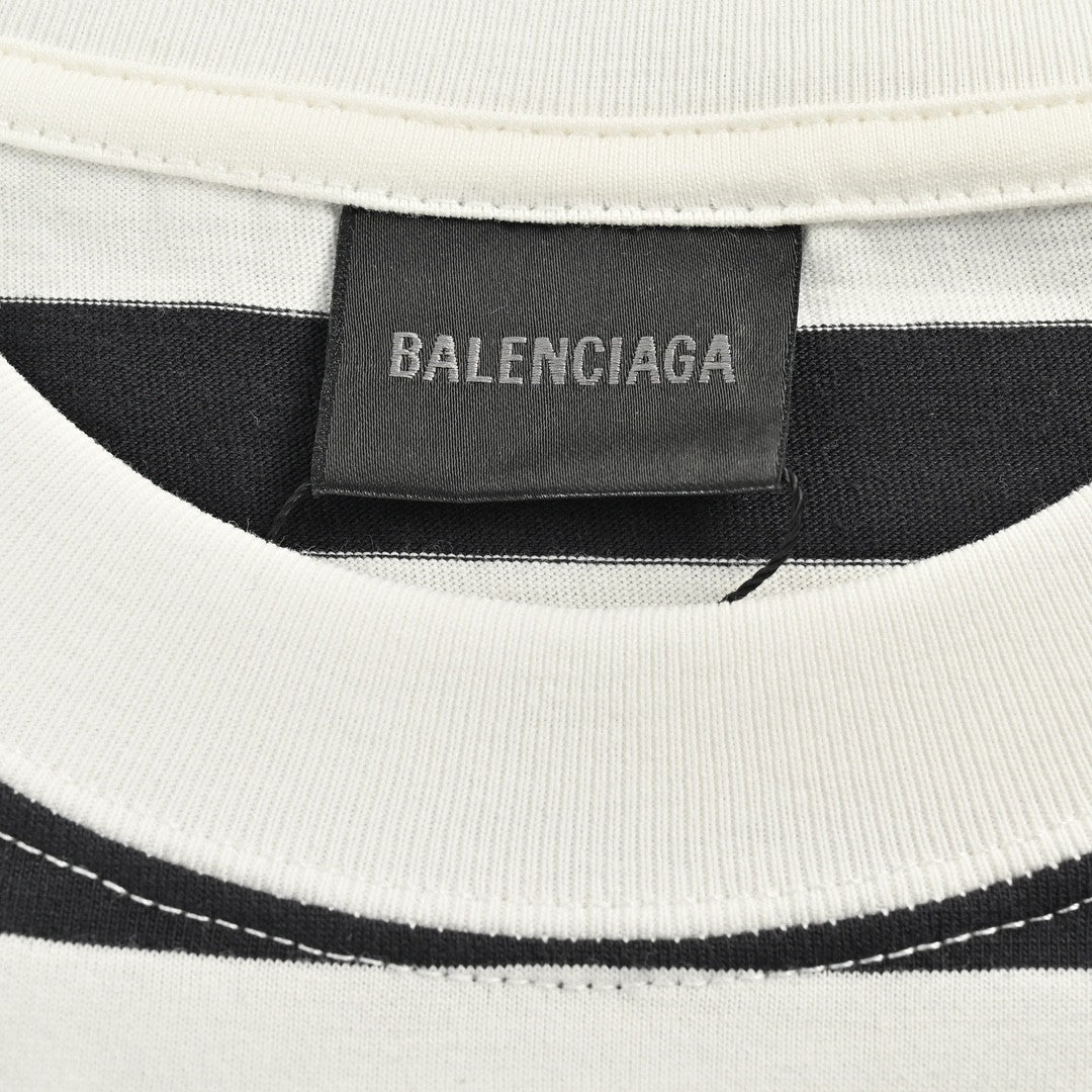 T-shirt rayé noir et blanc Balenciaga