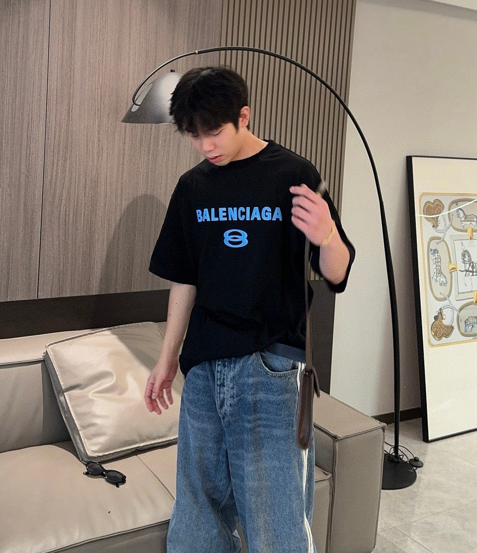 T-shirt Balenciaga à logo bleu (noir)