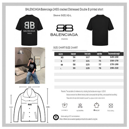 T-shirt Balenciaga à logo « BB » craquelé (noir)