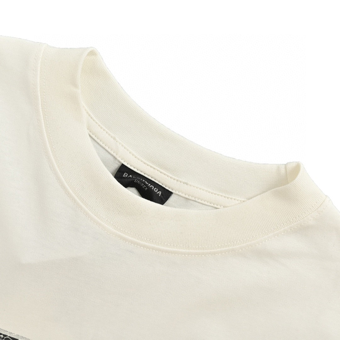 T-shirt Balenciaga à logo « BB » craquelé (blanc)