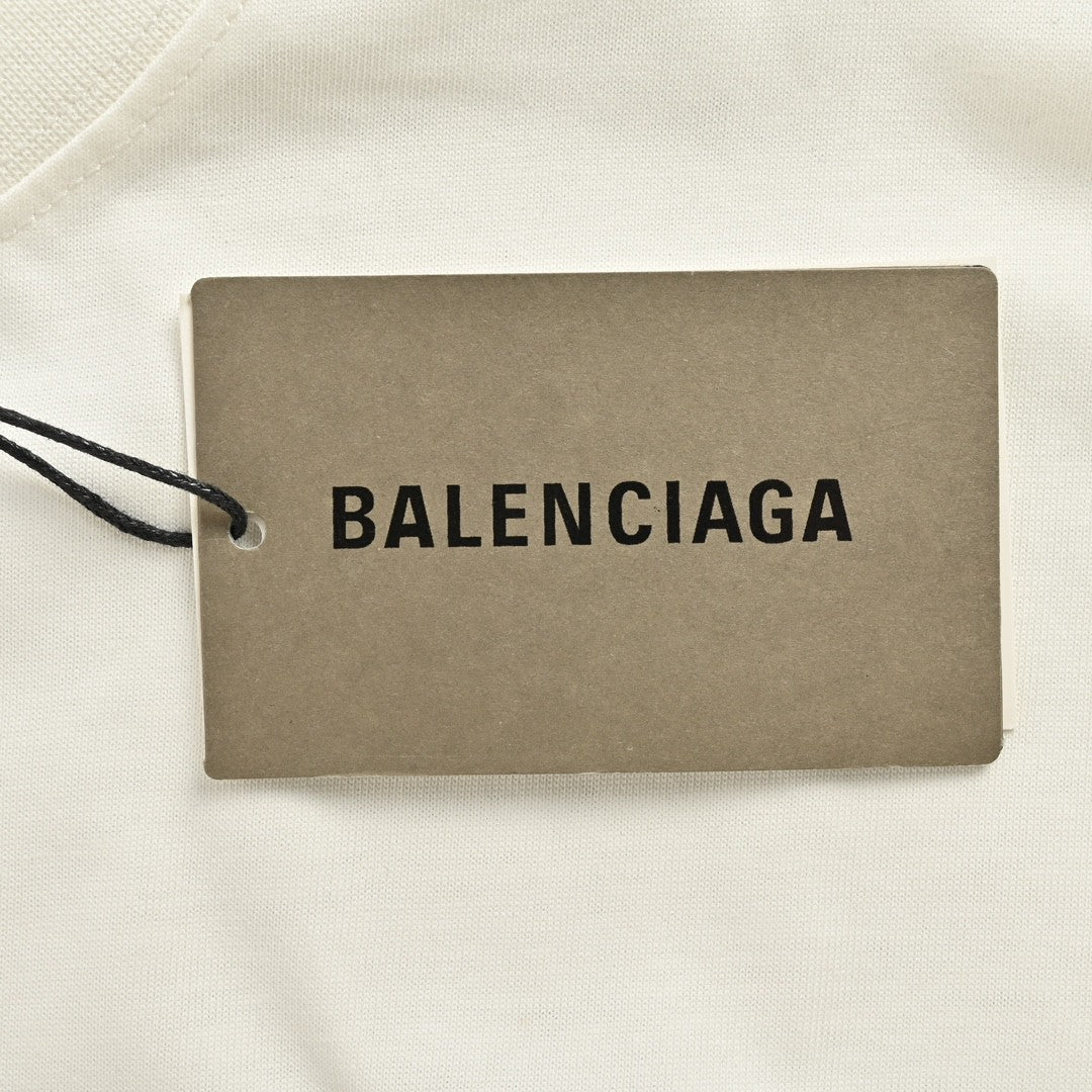T-shirt Balenciaga à logo « BB » craquelé (blanc)