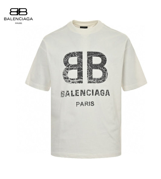 T-shirt Balenciaga à logo craquelé (blanc)