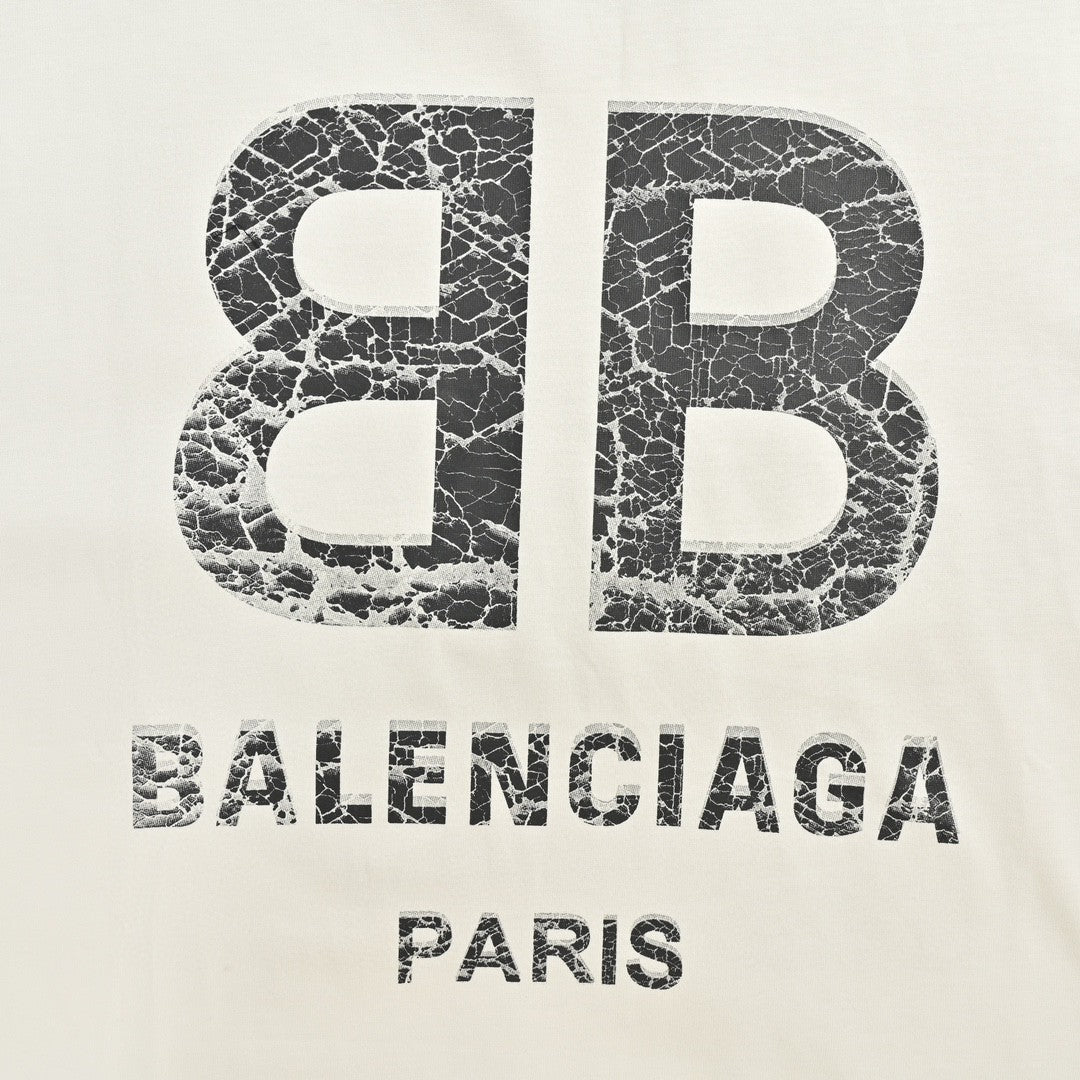T-shirt Balenciaga à logo craquelé (blanc)