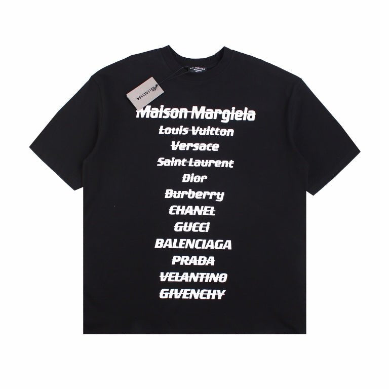 T-shirt noir Balenciaga avec noms de designers