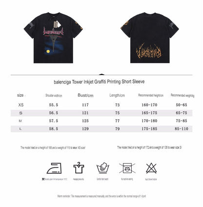 T-shirt Balenciaga Devil's Eiffel Tower noir