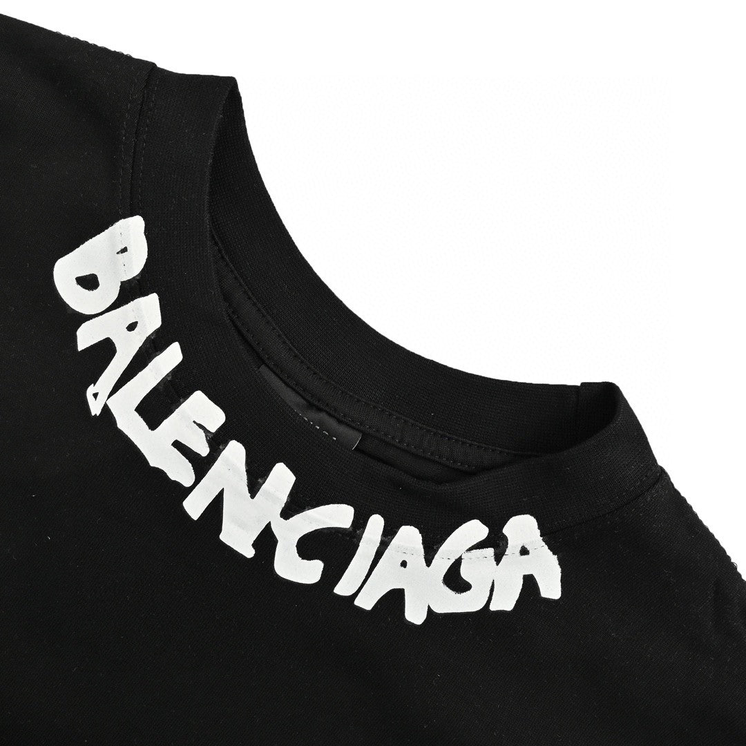 T-shirt Balenciaga à logo déformé (noir)