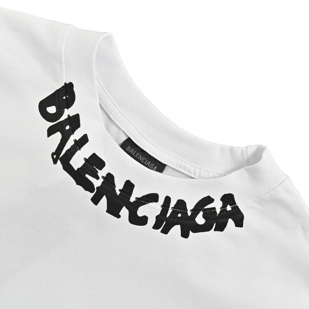 T-shirt Balenciaga à logo déformé (blanc)