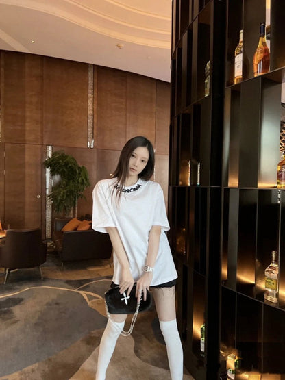 T-shirt Balenciaga à logo déformé (blanc)