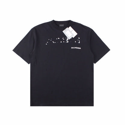T-shirt Balenciaga à logo vieilli noir
