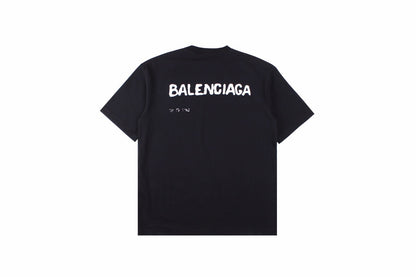 T-shirt Balenciaga à logo vieilli noir