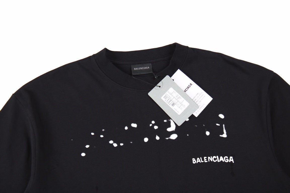 T-shirt Balenciaga à logo vieilli noir