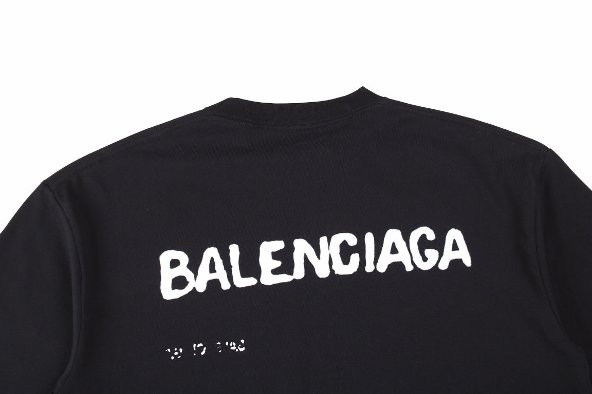 T-shirt Balenciaga à logo vieilli noir