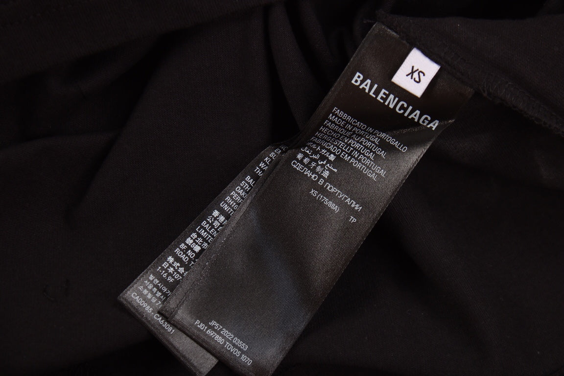 T-shirt Balenciaga à logo vieilli noir