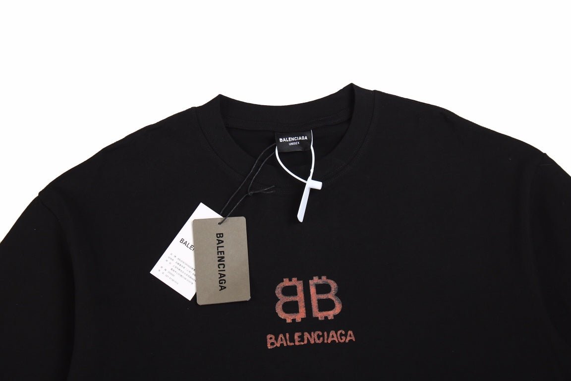 T-shirt Balenciaga à double logo B noir
