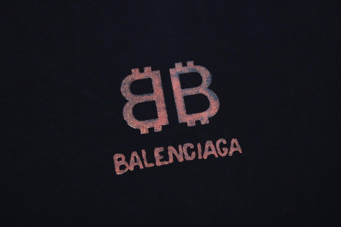 T-shirt Balenciaga à double logo B noir