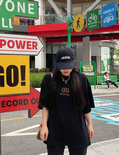 T-shirt Balenciaga à double logo B noir