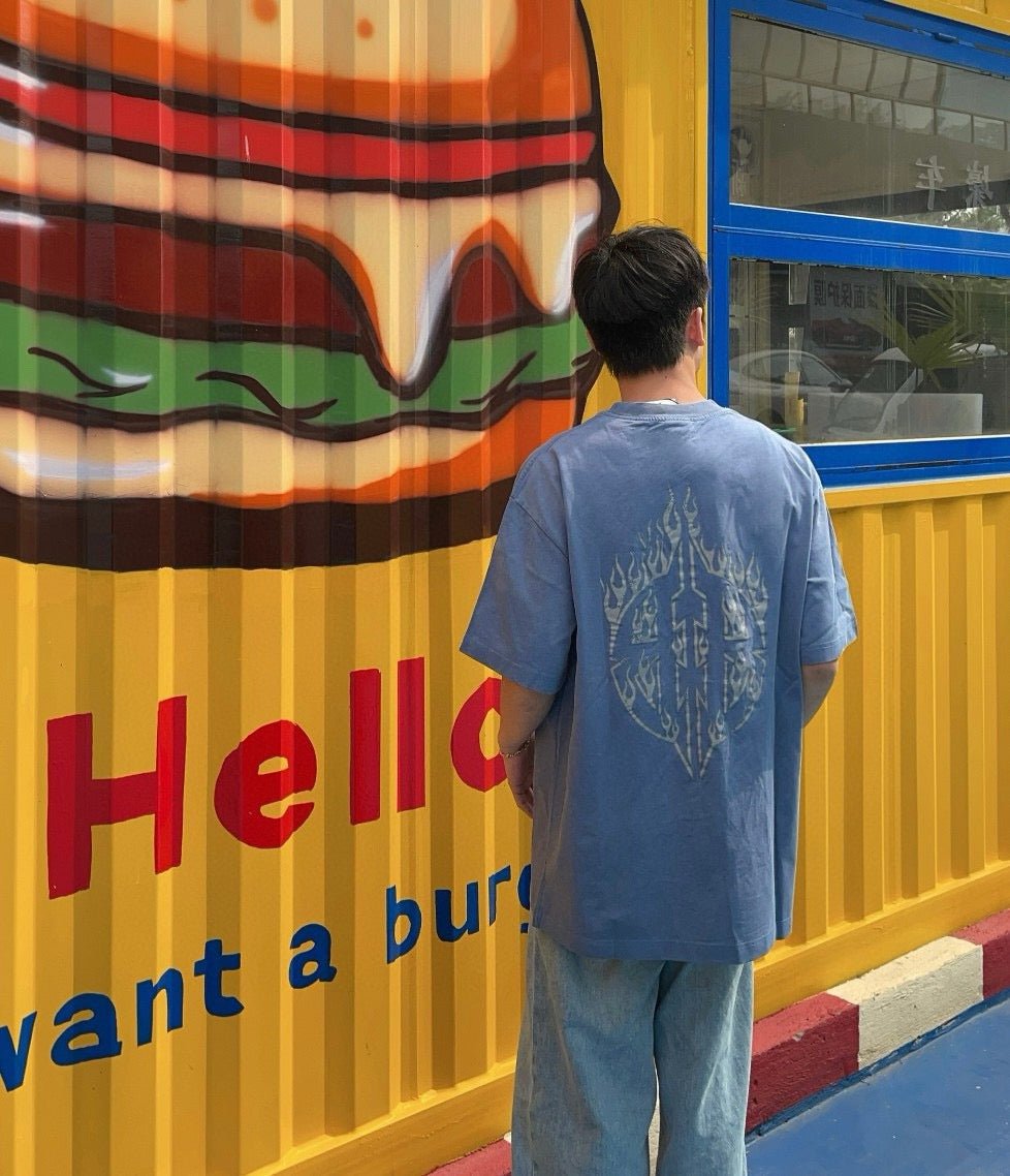 T-shirt Balenciaga Flame Graphic (Bleu)