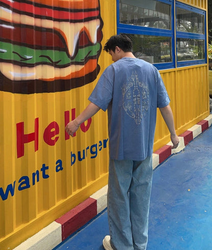 T-shirt Balenciaga Flame Graphic (Bleu)