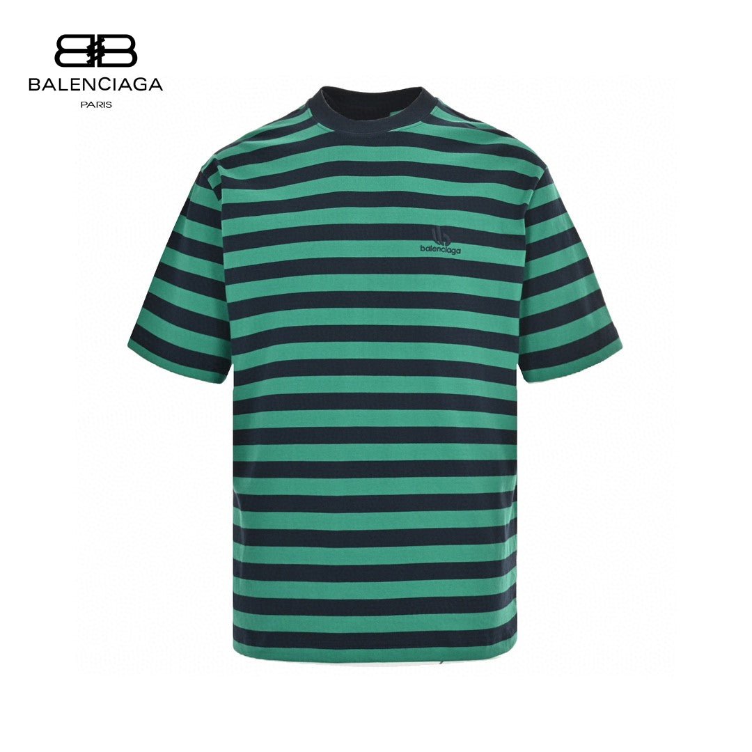 T-shirt rayé vert et noir Balenciaga