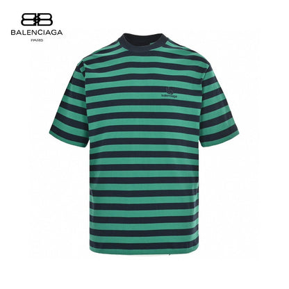 T-shirt rayé vert et noir Balenciaga