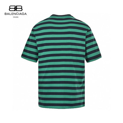 T-shirt rayé vert et noir Balenciaga
