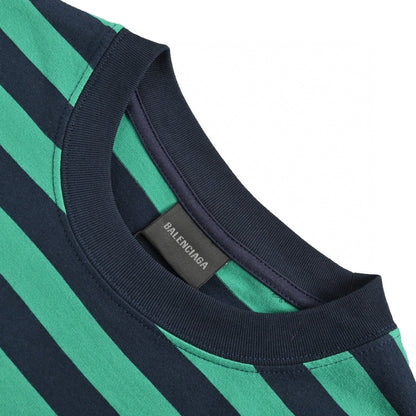 T-shirt rayé vert et noir Balenciaga