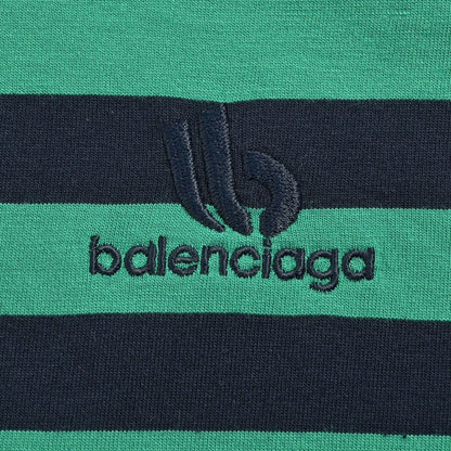 T-shirt rayé vert et noir Balenciaga