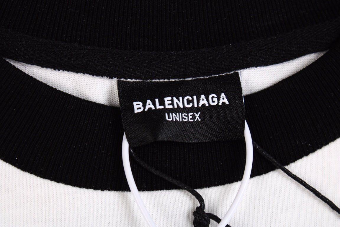 T-shirt Balenciaga imprimé logo noir et blanc