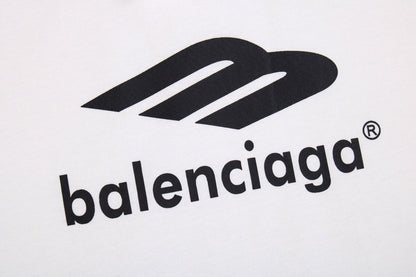T-shirt Balenciaga imprimé logo noir et blanc