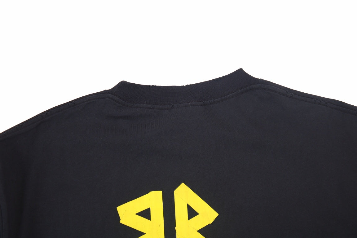T-SHIRT BALENCIAGA LOGO NOIR JAUNE