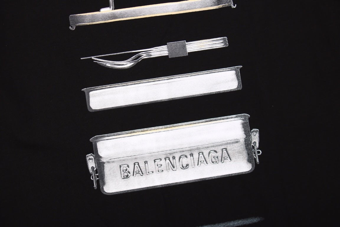 T-shirt Balenciaga à motif métallique noir