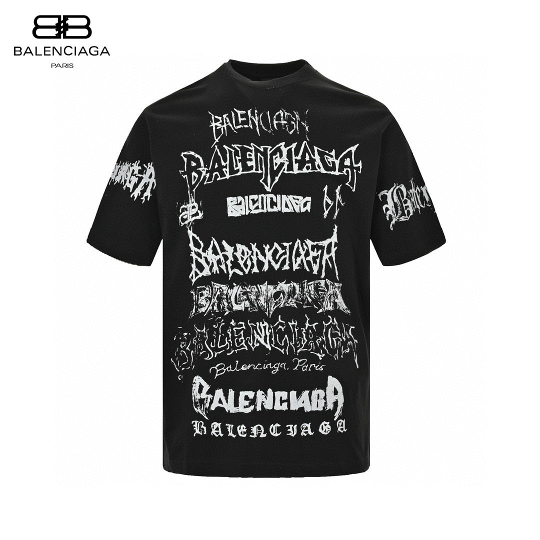 T-shirt noir Balenciaga à logos multiples