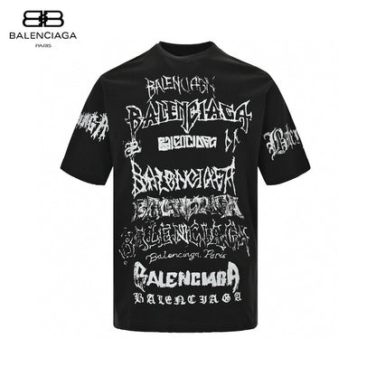 T-shirt noir Balenciaga à logos multiples