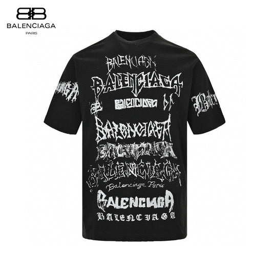 T-shirt noir Balenciaga à logos multiples