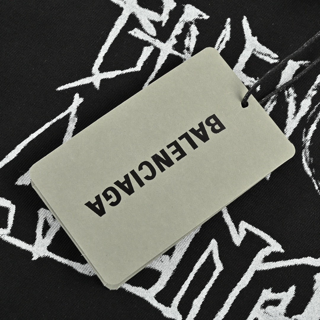 T-shirt noir Balenciaga à logos multiples