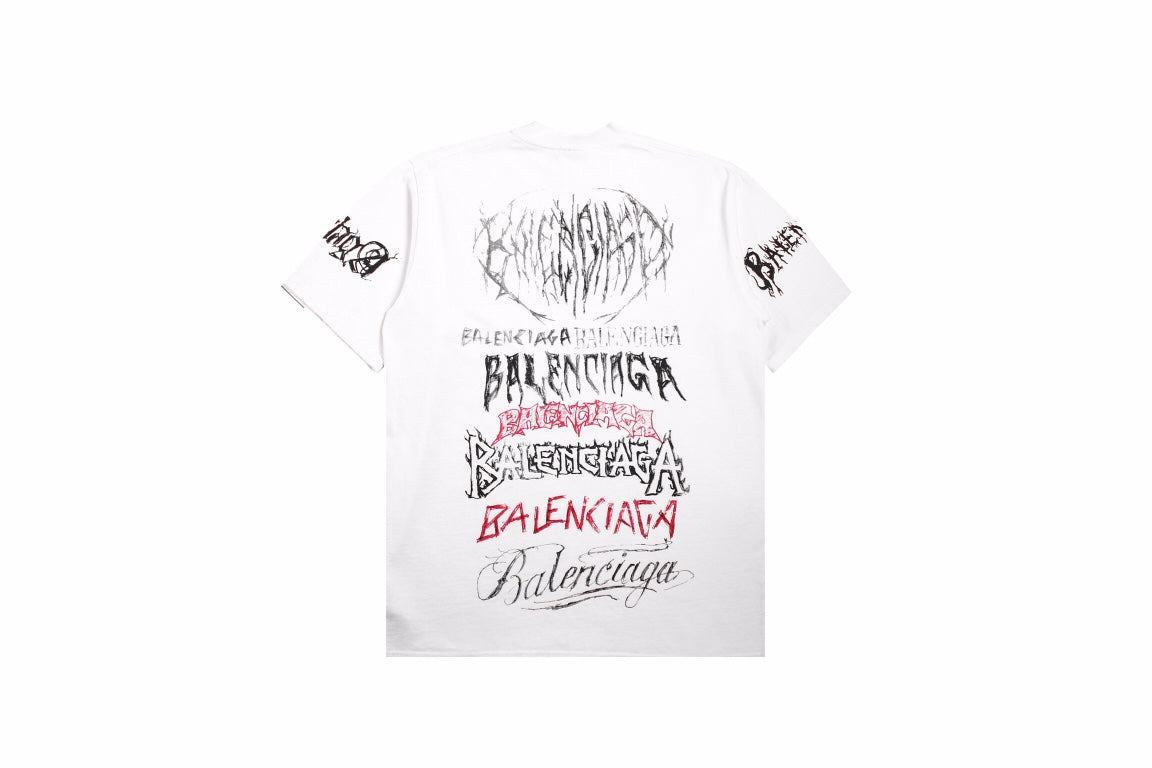 T-shirt Balenciaga Multi-Logo (Blanc)
