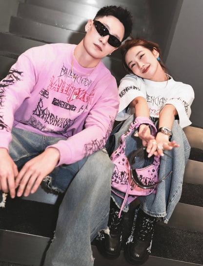 T-shirt Balenciaga Multi-Logo (Blanc)